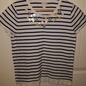 J CREW striped embellished rhinestone top size small